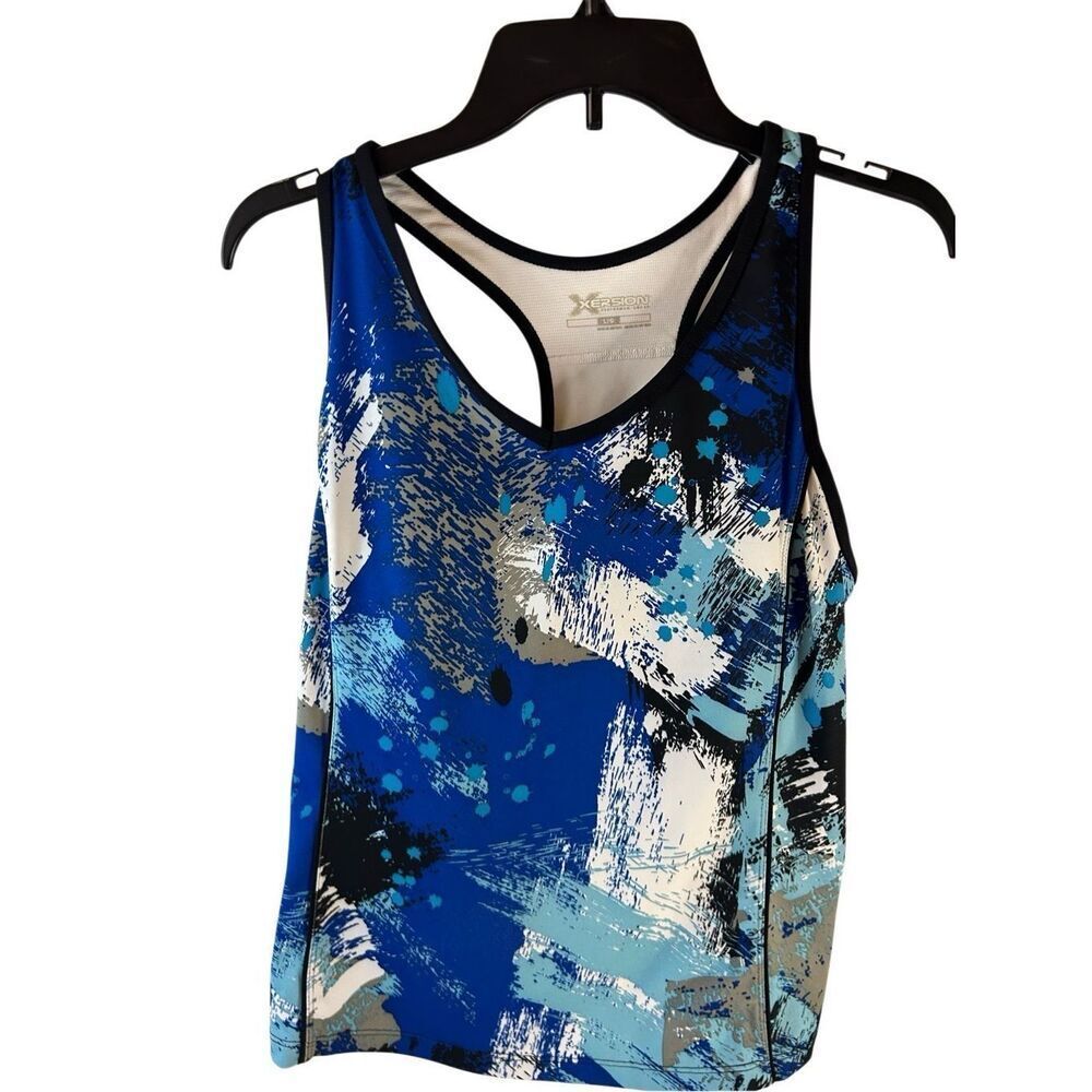Xersion tank top bra shelf blues large rn#93677
